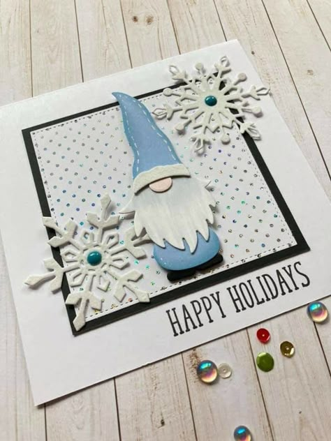 Gonk Christmas Cards Diy, Christmas Gnome Cards Handmade, Gnome Christmas Cards Handmade, Pinterest Cards, Christmas Paper Crafts, Homemade Christmas Cards, Marianne Design, Cricut Cards, Diy Christmas Cards