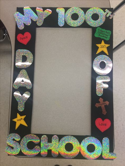 100th Day of School Picture Frame 100th Day Of School Classroom Decorations, 100th Day Of School For Preschool, 100 Days Of School Celebration Ideas, Pre K 100 Days Of School Ideas, 100th Day Of School Crafts For Toddlers, 100 Days Of School Toddler Craft, 100 Days Decoration Ideas, 100 Days Of School Door Decoration Ideas, 100 Days Of School Decoration Ideas