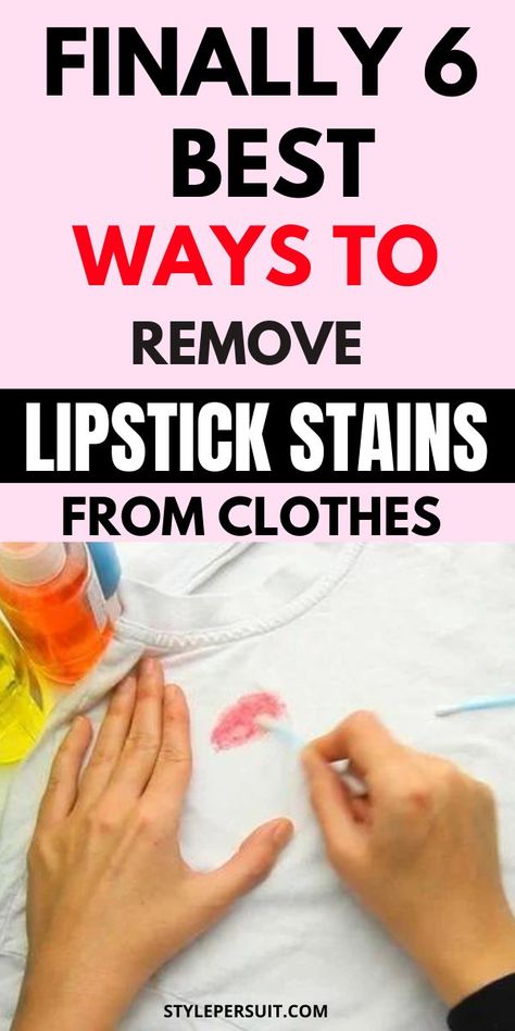 Lipstick Stain Removal Guide: How to Get Lipstick Out of Clothes & Carpet Remove Lipstick From Clothes, Removing Lipstick Stains, Stains Out Of Clothes, Homemade Laundry Detergent Liquid, Lipstick Remover, Diy Stain Remover, Stain Removal Guide, Hacks For Kids, Laundry Stain Remover