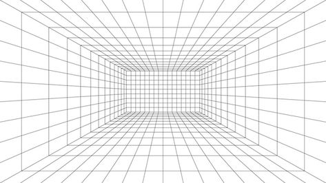 Premium Vector | Digital grid of 3d room space with one point perspective One Point Perspective Grid, Perspective Grids, 3d Wireframe, Perspective Grid, 3d Perspective, Freehand Drawing, 3d Room, One Point Perspective, Cafe Furniture