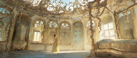 Beauty And The Beast Bedroom, Belle And Beast, Concept Art World, Landscape Concept, Disney Concept Art, Fire Nation, Fantasy Landscape, Art Plastique, The Beast