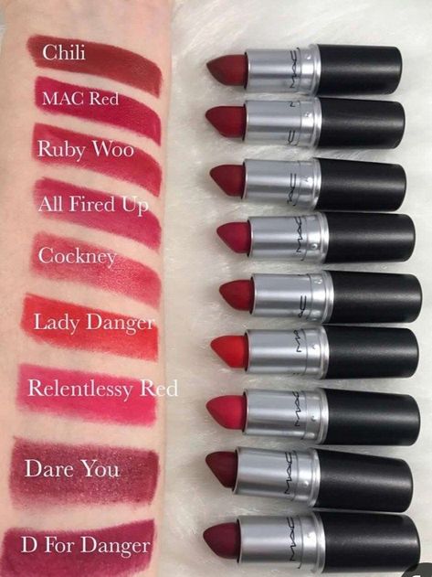 Mac Red Lipsticks, Morphe 350, Beautycounter Makeup, Mac Lipstick Shades, Perfect Red Lipstick, Bold Lipstick, Best Lipsticks, Moisturizing Lipstick, Lipstick Swatches