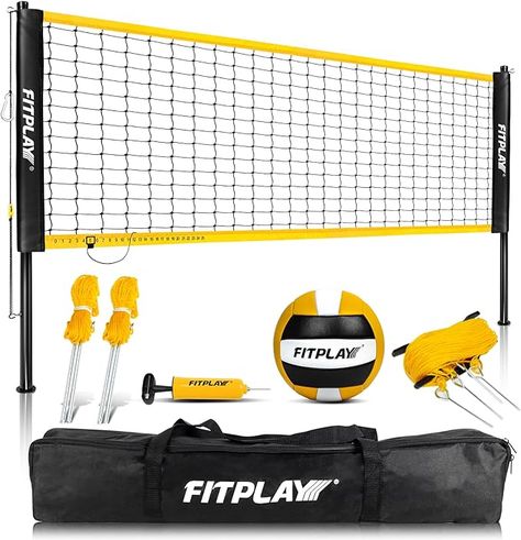 Amazon.com : FITPLAY Portable Volleyball Net Outdoor, Professional Volleyball Net System with Poles, Volleyball,Pump, Boundary Line, and Carry Bag,Height Adjustable Volleyball Net Set for Backyard Beach, Lawn : Sports & Outdoors Portable Volleyball Net, Outdoor Volleyball Net, Outdoor Volleyball, Professional Volleyball, Volleyball Net, Volleyball Game, Volleyball Games, Christmas Lists, Backyard Beach