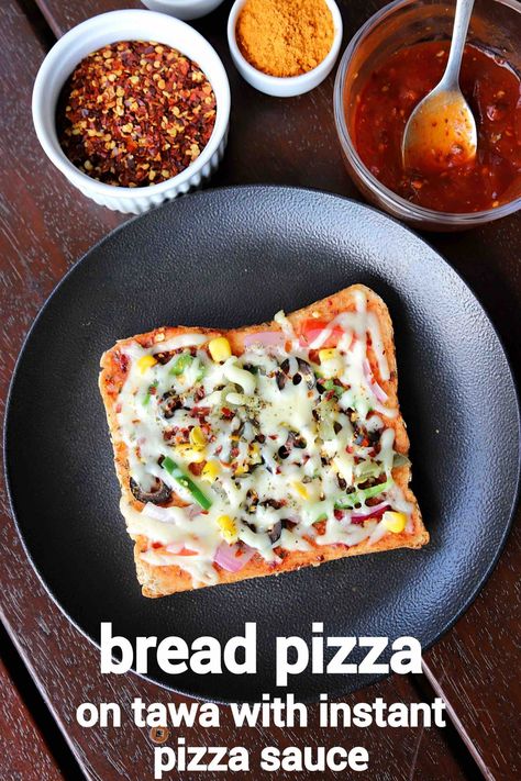 Bread Pizza Recipe, Sandwich Recipes Indian, Lunch School, Pizza Bread Recipe, Recipe Bread, Spicy Snacks Recipes, Breakfast Recipes Indian, Bread Pizza, Chaat Recipe