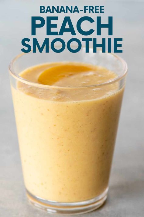 This peach smoothie tastes like a cool, refreshing version of peaches and cream. Frozen peaches let you enjoy this summery smoothie all year round! Smoothie No Banana, Peach Smoothie Recipes, Frozen Peaches, Peach Smoothie, Fruit Smoothie Recipes Healthy, Sweet Smoothies, Smoothies Recipes, Smoothie Drink Recipes, Smoothie Packs