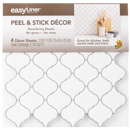 A quick and easy way to change the look of your home, EasyLiner Peel & Stick Dcor Sheets provide a fashion forward look for a fraction of the price. EasyLiner Peel & Stick Dcor Sheets will adhere directly over existing ceramic and glass tiles or other smooth surfaces, making your next DIY project simple and mess free. These textured tile dcor sheets are great for decorating and resurfacing projects including kitchen, bath, laundry room, accent wall applications and more! Plus, it's available in Laundry Room Accent Wall, Wallpaper Kitchen Wall, Wallpaper For Kitchen Cabinets, Countertop Covers, Easy Tile, Big Girl Bedrooms, Neutral Paint Colors, White Shiplap, Peel And Stick Tile