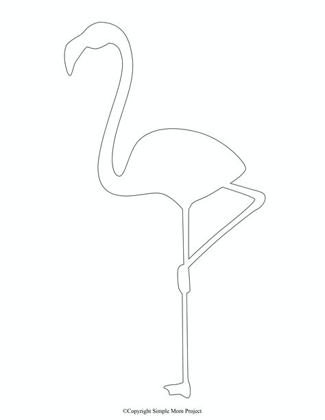 Free Printable Flamingo Stencil Template Outline – Simple Mom Project Flamingo Template Free Printable, Flamingo Stencil, Flamingo Template, Flamingo Outline, Simple Mom Project, Printable Flamingo, Wool Ideas, Flamingo Craft, Pink Birds