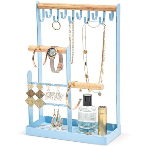 Dorm Jewelry Storage, Small Organizer, Jewelry Tree Stand, Tangled Necklace, Rings And Necklaces, Jewelry Organizer Stand, Ring Tray, Tiered Necklace, Jewelry Rack