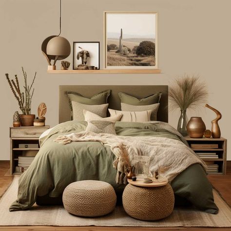 Olive Green Bedrooms, Sage Bedroom, Ikea Inspiration, Bedroom Hacks, Earthy Bedroom, Sage Green Bedroom, Warm Bedroom, Decor Ideas Bedroom, Bedroom Cozy