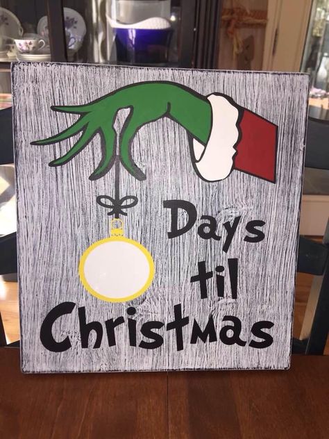 Days Till Christmas Sign, Grinch Hand, Christmas Signs Diy, Barn Wood Crafts, Days Till Christmas, Christmas Signs Wood, Xmas Diy, Grinch Stole Christmas, Christmas Sign