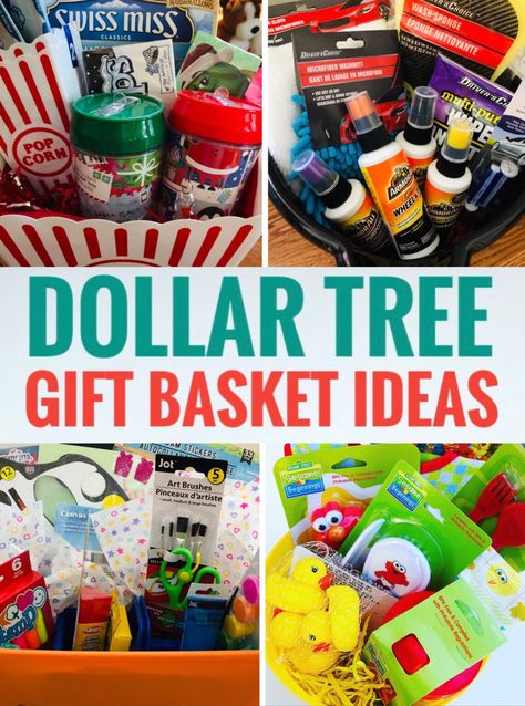 Dollar Store Gift Baskets, Silent Auction Gift Basket Ideas, Diy Dollar Tree Gifts, Craft Gift Basket, Auction Gift Basket Ideas, Dollar Tree Baskets, Dollar Store Gifts, Fundraiser Baskets, Movie Night Gift Basket