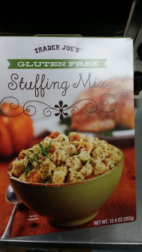 Trader Joe's || Gluten Free Stuffing Mix Gluten Free Stuffing Mix, Boxed Stuffing, Box Stuffing, Gluten Free Stuffing Recipes, Gluten Free Dressing, Butternut Squash Bisque, Pumpkin Cobbler, Sweet Potato Pecan, Gluten Free Stuffing