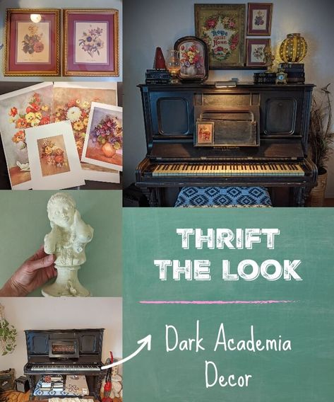 Diy Room Decor Dark Academia, Dark Academia On A Budget, Diy Dark Academia Wall Decor, Dark Academia Room Makeover, How To Make Your Room Dark Academia, Dark Academia Lamp, Dark Academia Living Room Decor, Room Decor Dark Green, Academia Classroom