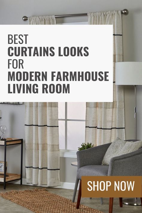 Best Curtain Looks for Modern Farmhouse Living Room. Shop our window treatment collection on amazon to add modern farmhouse home accents to your living room. Our Window coverings are perfect for any room but if you need that extra touch to create the perfect modern farmhouse living room, shop our Frayser window panels to add natural linen look with fringe accents. Farmhouse Window Treatments Living Room, Farmhouse Living Room Window Treatments, Modern Farmhouse Window Treatments, Farmhouse Curtains Living Room, Modern Farmhouse Curtains, Farmhouse Living Room Curtains, Best Curtains, Farmhouse Window Treatments, Curtains Living Room Modern