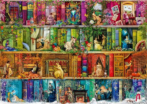 Dream Bookshelf, Aimee Stewart, A Stitch In Time, Embroidery Painting, Dmc Cross Stitch, Ravensburger Puzzle, Earth Design, Needlework Embroidery, Diamond Embroidery