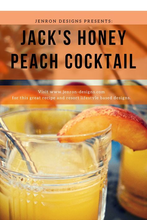 Refreshing  Peach and Honey Cocktail inspired by Jack Daniels Honey Jack Daniels Tennessee Honey Recipes, Jack Daniels Honey Drinks, Speakeasy Drinks, Alcohol Desserts, Jack Daniels Drinks, Mixology 101, Honey Cocktail, Jack Daniels Honey, Peach Whiskey