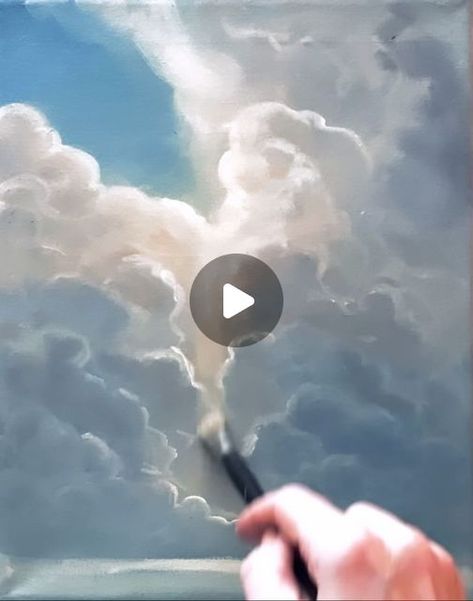 Cloud Paintings Acrylic, How To Paint Clouds Acrylic, Painting Clouds Acrylic, Painting Tutorials Acrylic, Cloud Painting Tutorial, Cloud Oil Painting, Cloud Painting Acrylic, How To Paint Clouds, Clouds Acrylic