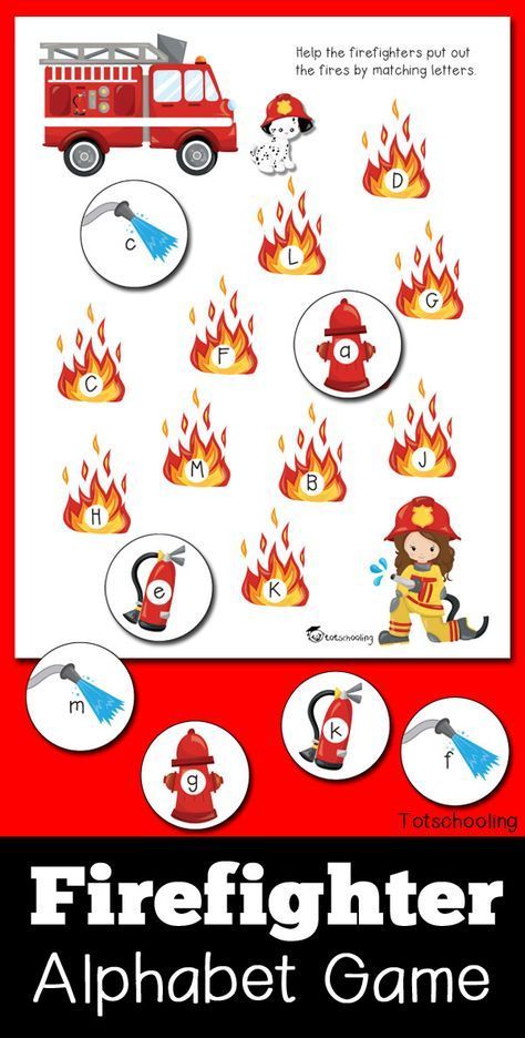 FREE printable Fire truck and firefighter themed letter matching game, perfect for a preschool fire safety and prevention week! Practice the alphabet and letter recognition in both uppercase and lowercase letters. Preschool Fire Safety, Truck Activities, Fire Truck Activities, Fire Safety Worksheets, Fire Safety Preschool Crafts, Fire Safety Theme, Fire Safety Activities, Letter Matching Game, Fire Safety Preschool