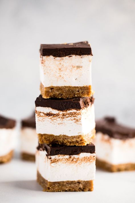 omg bars (s’mores bars with homemade vanilla bean marshmallow) Omg Bars, Childhood Summer, Marshmallow Recipe, S Mores Bars, Smores Dessert, Smores Cupcakes, Dark Chocolate Ganache, Recipes With Marshmallows, Homemade Marshmallows