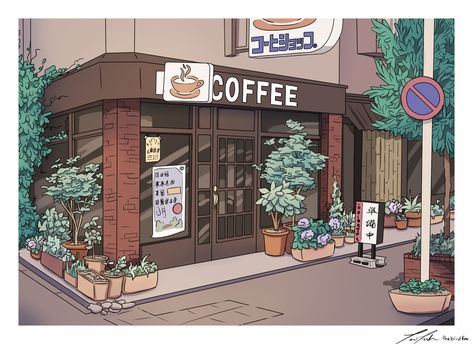 A Coffee, Coffee Shop, I Hope, Cafe, Coffee, Plants, Anime