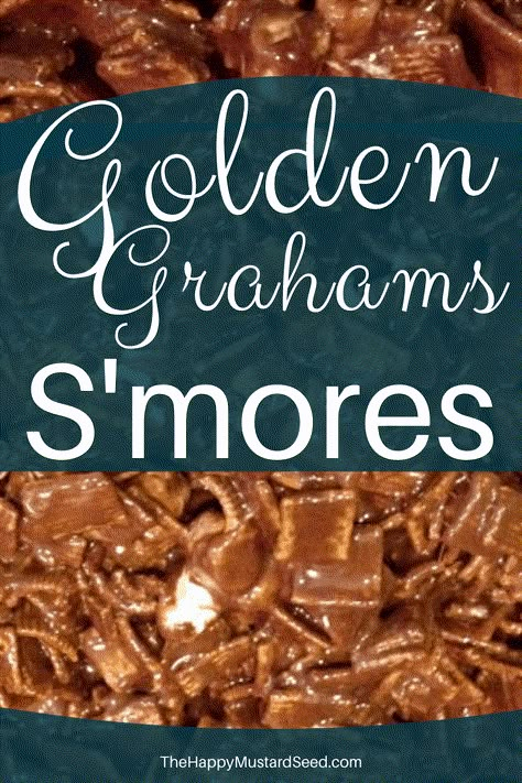 Golden Grahams Smores, Indoor Smores Bar, Gooey Bars Recipe, Golden Graham Treats, Golden Graham Smores, Golden Grahams Smores Bars, Indoor Smores, Golden Grahams Cereal, Smores Bar