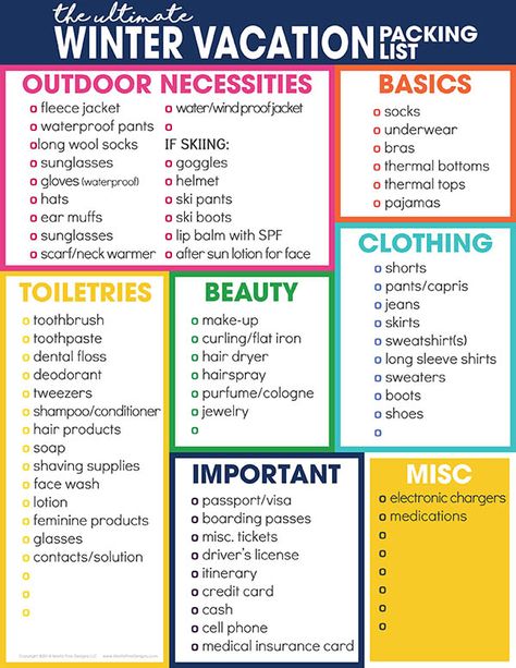 Not sure what to pack for your cold weather getaway? Use the free printable winter vacation packing list to help you stay organized for your winter vacation travel. #packinglist #coldweatherpackinglist #wintervacationpackinglist #skitrippackinglist #travelideas #packingtips Packing List Spring Break, Packing List Free Printable, Winter Vacation Packing, Packing List Spring, Winter Vacation Packing List, Spring Break Packing List, Vacation Packing Checklist, Spring Break Packing, What To Pack For Vacation