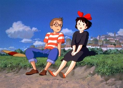 kiki and tombo Studio Ghibli Music, Studio Ghibli Films, Art Studio Ghibli, Kiki Delivery, Kiki's Delivery Service, Studio Ghibli Movies, Studio Ghibli Art, Ghibli Movies, Ghibli Art