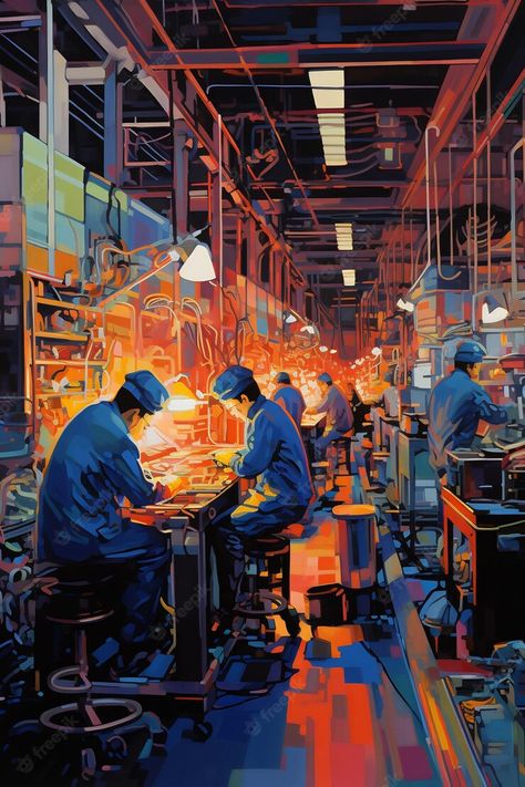 Working Class Aesthetic, Kazuhiro Hori, Sociology Project, Factory Illustration, Factory Layout, Project Illustration, Virtual Families, Factory Work, Factory Worker