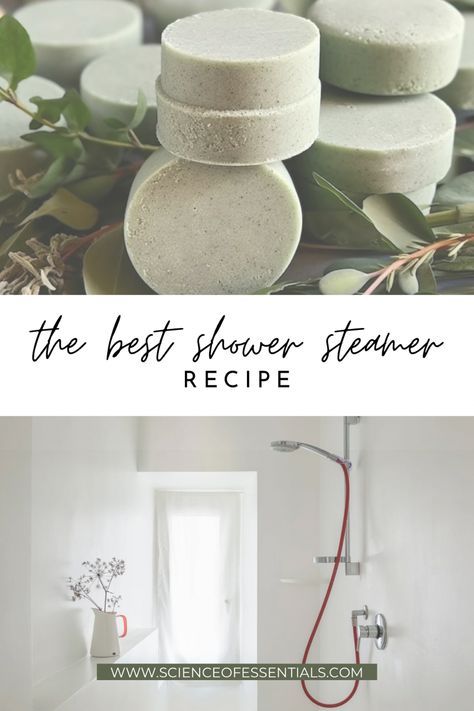 Aromatherapy Shower Steamer Recipe, Science of Essentials, blog, essential oil DIY Aromatherapy Shower Steamers, Shower Steamer Essential Oil Blends, Congestion Shower Steamers, Diy Shower Melts Essential Oils, Decongestant Shower Melts, Diy Shower Steamers For Cold, Shower Aromatherapy Diy, Epsom Salt Shower Steamers, Vicks Shower Steamers Diy