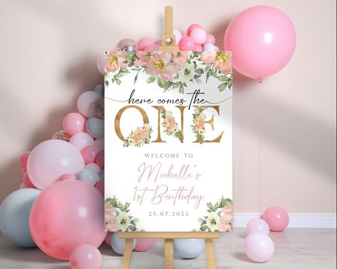 First Birthday Welcome Sign, Baby's 1st Birthday, Pink Balloons Poster, Girls Birthday - Printed Sign Board Birthday Pink Balloons, First Birthday Welcome Sign, First Birthday Board, Baby's 1st Birthday, 1st Birthday Signs, First Birthday Sign, First Birthday Posters, Birthday Welcome Sign, Wedding Week