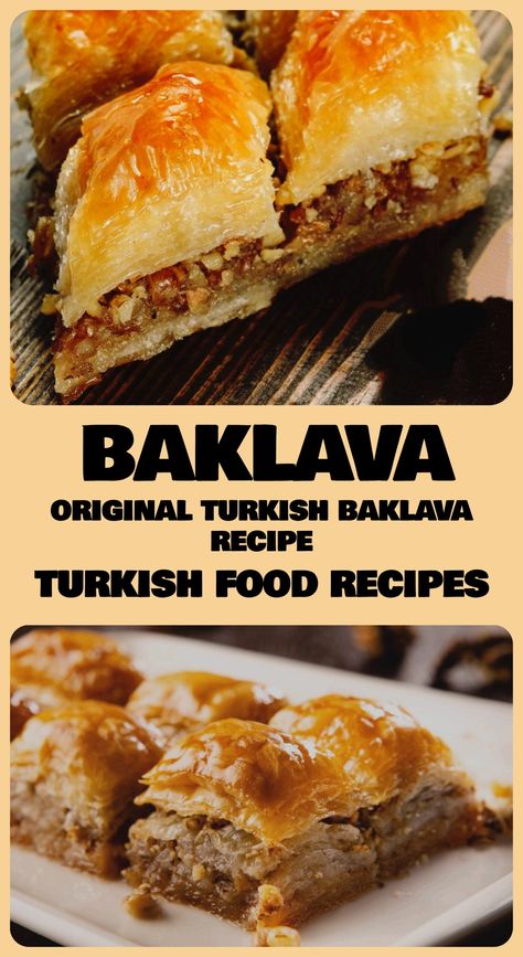 Turkish Baklava Recipe, Work Desserts, Turkish Food Traditional, Turkish Recipes Desserts, Turkish Sweets, Turkish Baklava, Baklava Recipe, Turkish Desserts, Greek Sweets