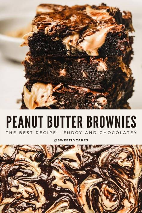 Peanut Butter Brownies Recipe, Butter Recipes Homemade, Peanut Butter Swirl Brownies, Fudge Brownie Recipe, Chocolate Peanut Butter Brownies, Brownies Recipe Homemade, Chocolate Peanut Butter Fudge, Butter Brownies, Swirl Brownies