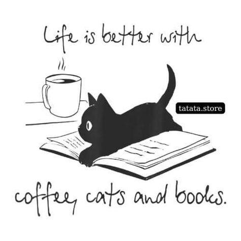 Black Cat Pictures, Books Svg, Cats And Books, Cat Art Illustration, Consciousness Art, Cat Reading, Cat Svg, Cat Comics, Mug Tumbler