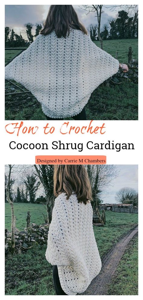 How to Crochet Cozy Cocoon Shrug Cardigan Video Tutorial  #freecrochetpattern  #crochetpattern   #crochetsweater  #cardiganpatterns Cocoon Cardigan Pattern, Easy Crochet Shrug, Crochet Shrug Pattern Free, Bolero Crochet, Crochet Cardigan Tutorial, Knit Bolero, Crochet Cocoon, Crochet Cardigan Pattern Free, Cocoon Sweater