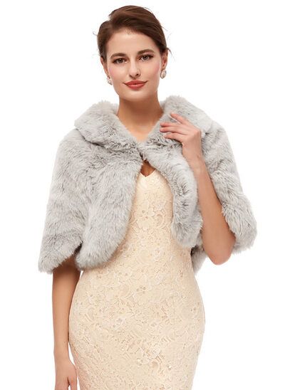 [£47.00] Faux Fur Wedding Wrap Dress Cover Up Formal, Faux Fur Bridesmaids, Faux Fur Wedding, Womens Faux Fur Coat, Chiffon Cocktail Dress, Organza Wedding, Fur Shawl, Wedding Wraps, Classy Dress Outfits