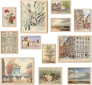 97 Decor Vintage French Country Decor - Antique European Posters Gallery Wall Prints, Rustic Cityscape Landscape Paris Pictures, Vintage French Wall Art for Home Bedroom Decorations (Unframed) French Country Patterns, French Provincial Wall Decor, Gallery Wall Examples, Posters Gallery Wall, French Country Wall Art, French Country Wall Decor, French Posters, Office Redo, Cityscape Landscape