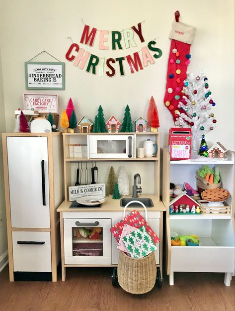 Christmas Play Kitchen Decor, Play Kitchen Christmas Decor, Toddler Friendly Christmas Decor, Christmas Play Kitchen, Playroom Christmas Decor, Play Kitchen Decor, Christmas Ikea, Newyear Decoration, Christmas Playroom