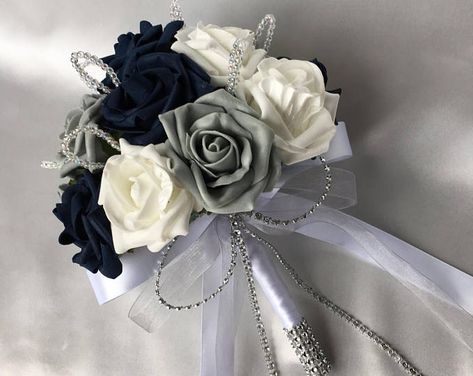 Artificial Wedding Flowers Brides Bridesmaids flower girls | Etsy Wedding Flowers Blue, White Winter Wedding, Artificial Wedding Bouquets, Bridal Brooch Bouquet, Blue Wedding Bouquet, Silk Wedding Bouquets, Wedding Brooch Bouquets, Winter Wedding Colors, Blue Wedding Flowers