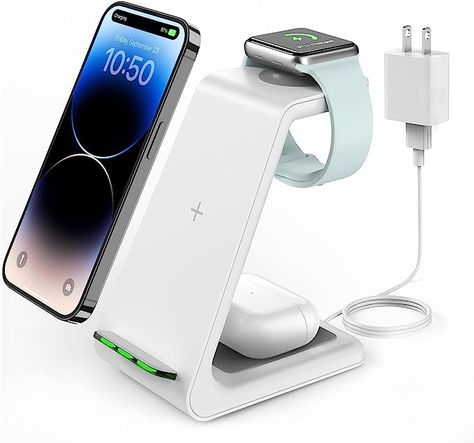 Wireless Charging Stand, GEEKERA 3 in 1 Wireless Charger Dock Station for iPhone 14 Pro Max/14 Pro/14 Plus/13/12/11/X/8 Series, Apple Watch Ultra/SE/8/7/6/5/4/3/2, AirPods Pro/3 Best Charging Station, Apple Charging Station, 3 In 1 Wireless Charger, Phone Charger Station, Phone Charging Station, Dock Station, Charger Station, Iphone Watch, Watch Charger