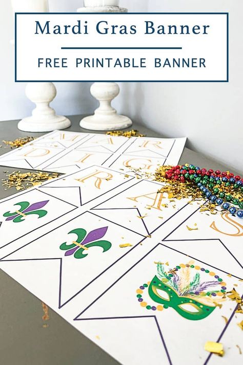 Mardi Gras Banner, Mardi Gras Photos, Crown Printable, Free Printable Banner, Mardi Gras Shirt, Mardi Gras Carnival, Mardi Gras Party, Fat Tuesday, Printable Banner