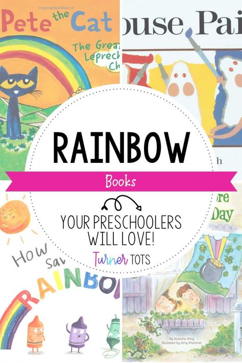 Welcome to the world of rainbow books! Our recommendations of 10 fun, colorful books will have your preschoolers and teachers alike learning about rainbows in a totally groovy way! They'll explore color mixing and discover all sorts of exciting things about Saint Patrick's Day. So find your next rainbow book to read aloud this spring. Click here! Books About Rainbows Preschool, Rainbow Preschool Activities, Rainbow Lessons, Rainbow Books, Books For Preschoolers, Colorful Books, Preschool Weather, Literacy Activities Preschool, Books For Toddlers