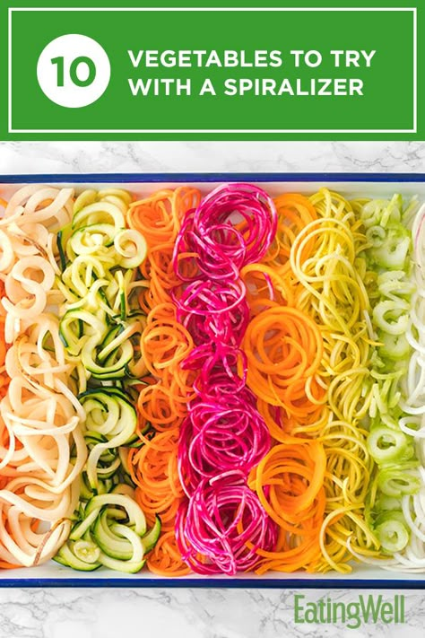 Spiralized Vegetable Recipes, Cucumber Spiralizer Recipes, Vegetable Pasta Recipes Veggie Noodles, Spiral Noodles Recipes, Vegetable Pasta Noodles, How To Make Veggie Noodles, Spiral Veggie Recipes, Raw Zoodle Recipes, Kitchenaid Spiralizer Recipes