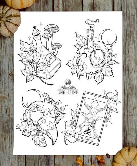 #tattoo #tattoos #inked #tattooart #tattooed #tattooideas #tattoodesign #tattooinspiration #tattoosleeve #tattooflash #inkedgirls #tattooedwomen  #InkLaughs  #TattooFails Witchy Tattoo Flash Sheet, Witchy Neotraditional Tattoo, Neotraditional Flash Sheet, Witchy Flash Tattoo, Neotraditional Tattoo Flash Art, Witchy Tattoo Flash, Witchcraft Tattoos, Halloween Flash, Tattoo Apprenticeship