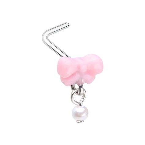 Coquette Nose Piercing, Nose Piercing Stud Jewelry, Nose Piercing Rings, Dangle Nose Ring, Nose Piercing Ring, Cute Nose Piercings, Kawaii Coquette, L Shaped Nose Ring, Nose Piercing Stud