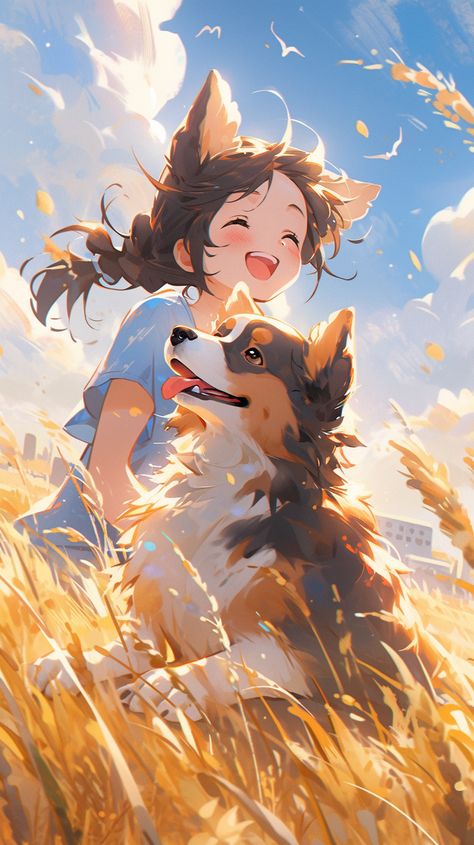 Anime Dog, Cute Dog Wallpaper, Dog Rules, Anime Warrior, Dog Wallpaper, Dog Illustration, Girl And Dog, Sketchbook Art Inspiration, Drawing Poses