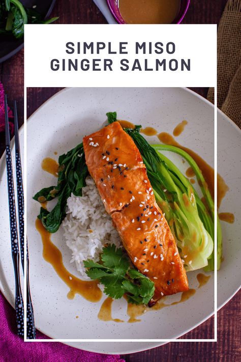 Miso Ginger Salmon, Miso Salmon Recipe, Grilled Broccolini, Asian Salmon, Quick Salmon, Ginger Miso, Ginger Salmon, Miso Salmon, Pan Fried Salmon