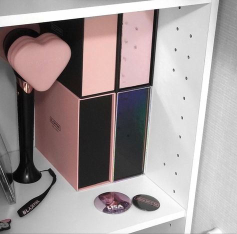 Blackpink Album Collection Aesthetic, Blackpink Merch Collection, Blackpink Merch Aesthetic, Blackpink Album Aesthetic, Blackpink Album Collection, Blackpink Room, Kpop Merch Aesthetic, Blackpink Merch, Merch Aesthetic