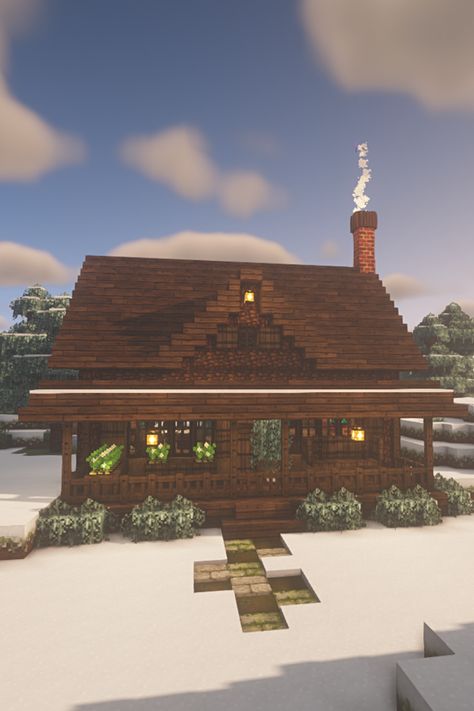 Escape the summer and run away with me to the snow in this Winter Cabin Minecraft tutorial. Cabins In Minecraft, Cabin Home Minecraft, Minecraft Mountain Top House Ideas, Mincraft Idea House Winter, Minecraft Winter Cabin Tutorial, Snow Home Minecraft, Minecraft Snow House Tutorial, Winter Log Cabin Minecraft, Cabin Minecraft Houses Easy