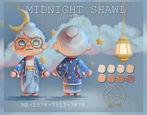 Celestial Character Design, Celestial Outfit, Cottagecore Animal Crossing, Shawl Outfit, Animal Crossing 3ds, Ac New Leaf, Animal Crossing Funny, Animal Crossing Guide, Animal Crossing Qr Codes Clothes