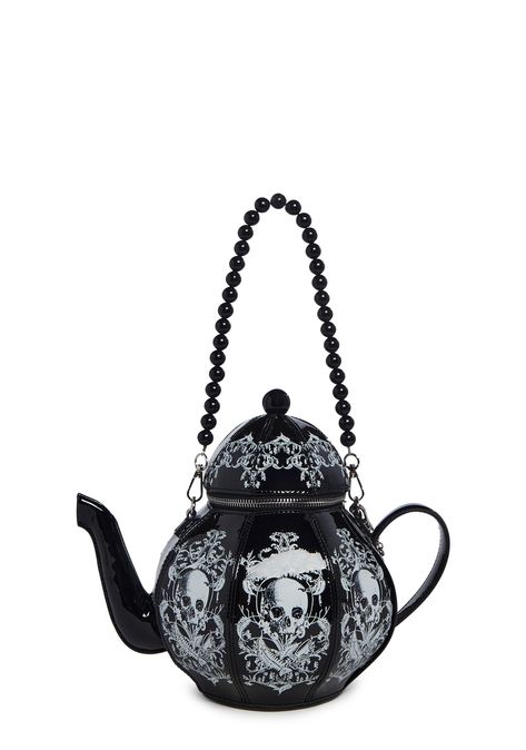 Widow Teapot Crossbody Bag-Black Goth Purse, Gothic Purse, Pop Bag, Gothic Bag, Novelty Purses, Goth Accessories, Unique Handbags, Jewelry Workshop, Black Doll